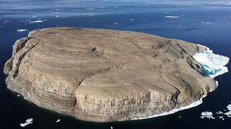 The barren Hans Island off the coast of Greenland