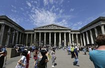 Visitors walk outside the British Museum in Bloomsbury, London