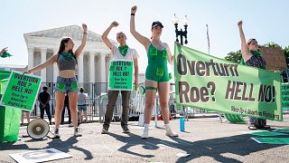 معترضان در مقابل دادگاه عالی ایالات متحده در حمایت از حقوق سقط جنین، چهارشنبه، ۱۵ ژوئن ۲۰۲۲