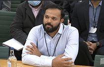 Former Yorkshire cricketer Azeem Rafiq testifying in front of a Digital, Culture, Media and Sport (DCMS) Committee in London on November 16, 2021.