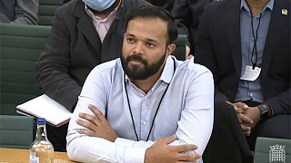 Former Yorkshire cricketer Azeem Rafiq testifying in front of a Digital, Culture, Media and Sport (DCMS) Committee in London on November 16, 2021.
