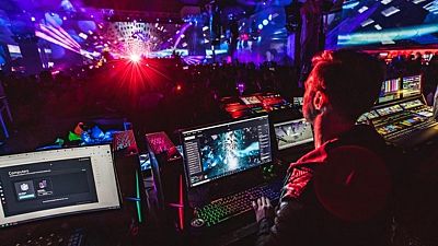 A technician alters the Volta software to create an XR piece that responds directly to the concert taking place A technician alters the Volta software to create an XR piece that responds directly to the concert taking place