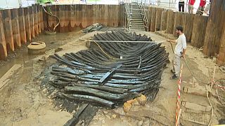 Древнее судно, найденное археологами недалеко от Бордо. Ему 1300 лет.