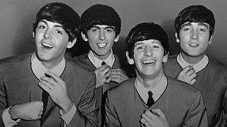 The Beatles pose for photograph taken by Tommy Hanley at the Odeon Cinema in Luton on 6 September 1963