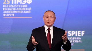 الرئيس الروسي فلاديمير بوتين في منتدى سانت بطرسبرغ الاقتصادي الدولي، روسيا، 17 يونيو 2022.