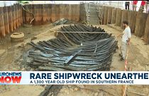 An incredibly rare 1,300 year old shipwreck has been unearthed in southern France near Bordeaux.
