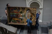 Подготовка к эвакуации экспонатов Национального музея имени Андрея Шептицкого во Львове, март 2022