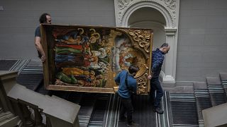 Подготовка к эвакуации экспонатов Национального музея имени Андрея Шептицкого во Львове, март 2022