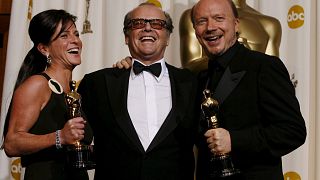 Cathy Schulman, Jack Nicholson és Paul Haggis a 2006-os Oscar-gálán