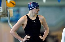 University of Pennsylvania athlete Lia Thomas prepares for the 500 meter freestyle at the NCAA Swimming and Diving Championships, March 17, 2022,