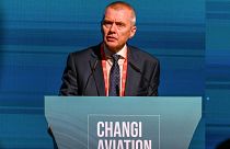 Willie Walsh, directeur de l'Association du transport aérien international (Iata), lors de sommet consacré au transport aérien organisé à Singapour, le 17 mai  2022