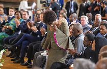 Angehörige von Patrice Lumumba bei der Zeremonie in Brüssel