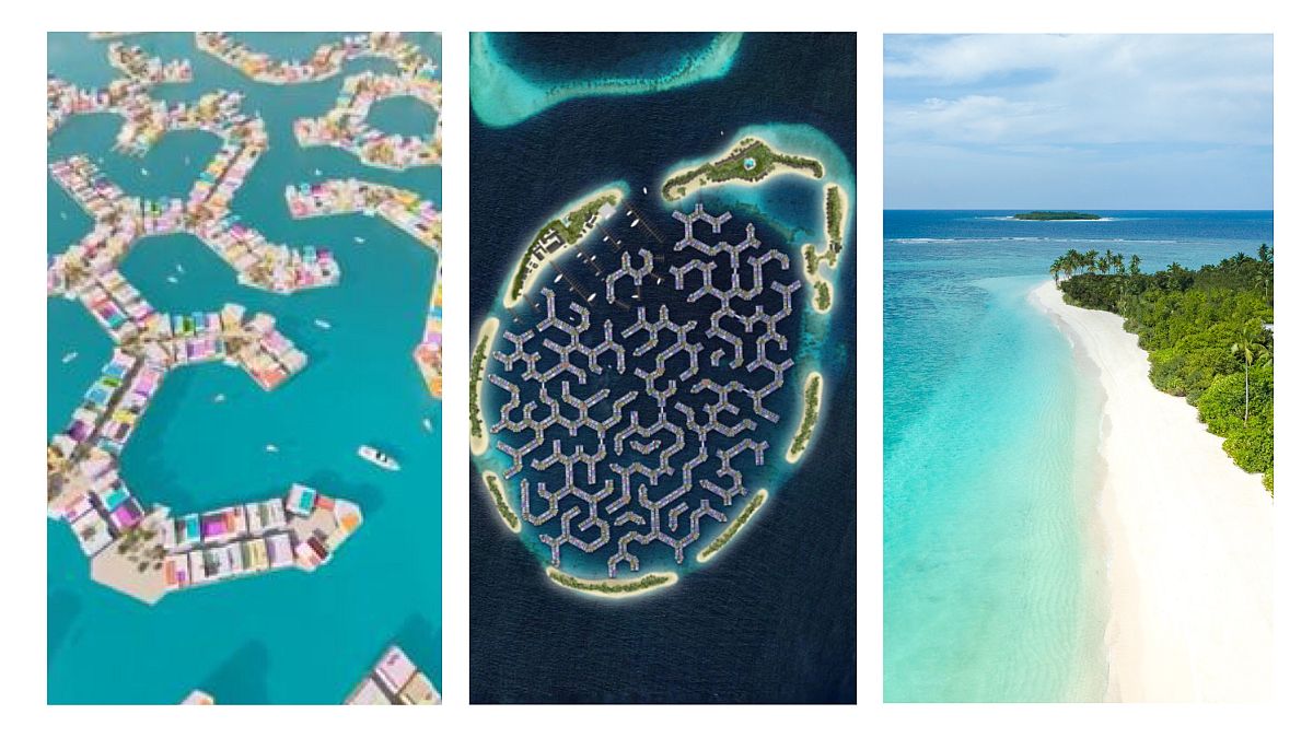 Úszóvárosok látványa és a maldívi táj