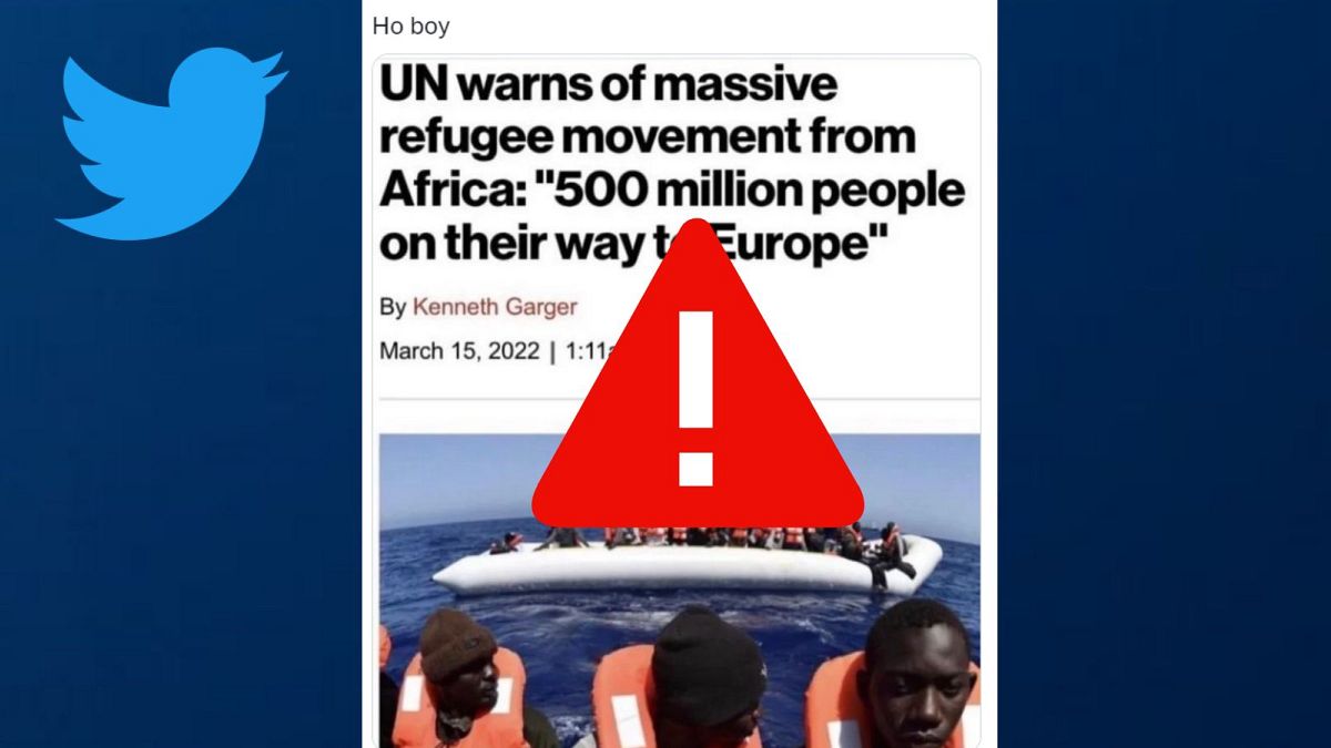 A fake headline attributed to the NY Post claims that a massive influx of refugees is arriving in Europe