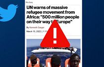 A fake headline attributed to the NY Post claims that a massive influx of refugees is arriving in Europe