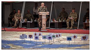 المفتش العام للقوات المسلحة الملكية المغربية بلخير الفاروق خلال حفل افتتاح التدريبات العسكرية متعددة الجنسيات "الأسد الأفريقي 2022" في مدينة أكادير الساحلية المغربية