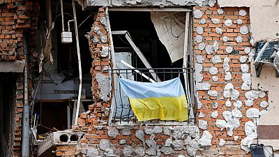 Un immeuble quasiment démoli à Irpin, Ukraine, le 16 juin 2022