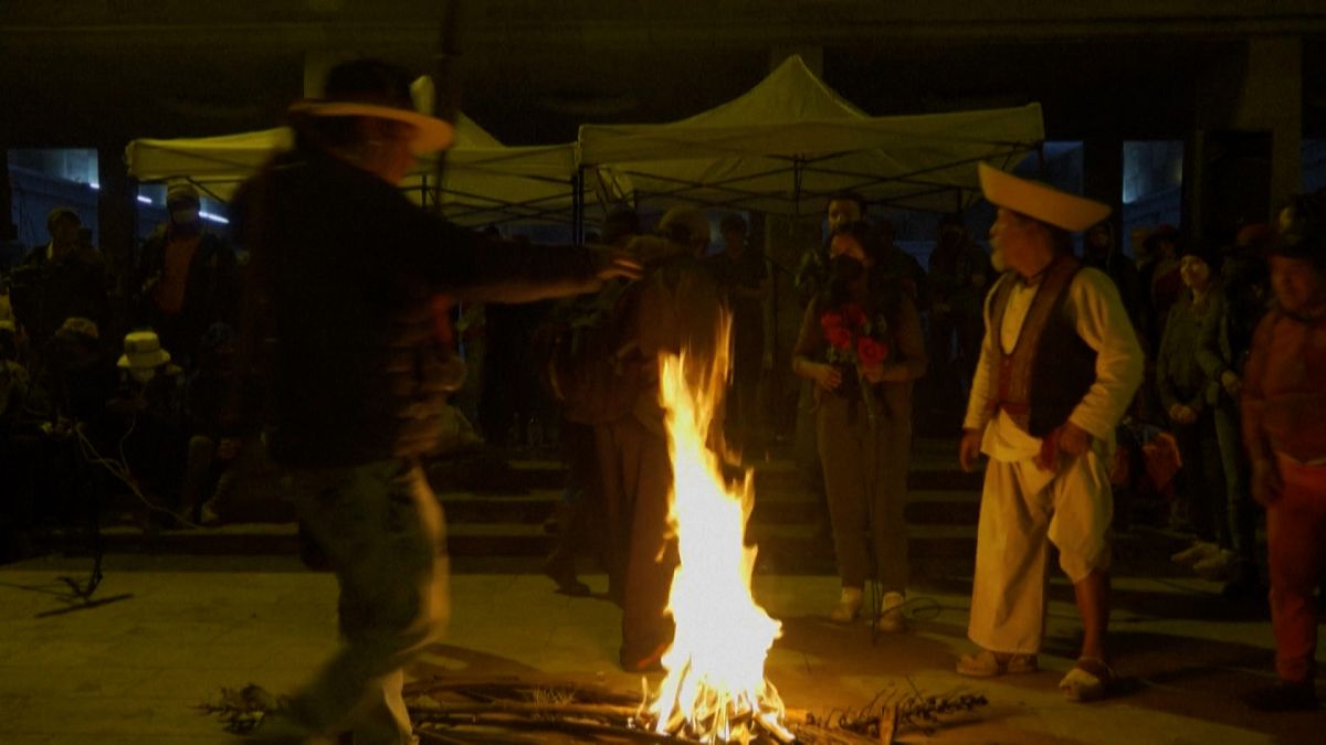  Indigenous protesters gather at university in Quito over night after protest