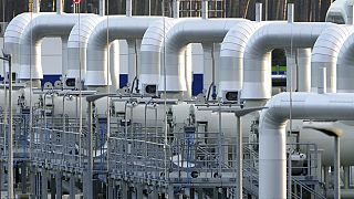 Gas-Pipelines der Nord Stream 2 in Lubmin, Norddeutschland. 15. Februar 2022