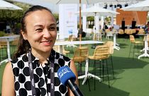 Chrissie Hanson, the chief strategy officer of the global media agency OMD speaks to Euronews Next at the Cannes Lion Festival