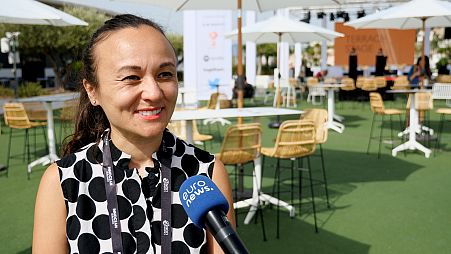 Chrissie Hanson, the chief strategy officer of the global media agency OMD speaks to Euronews Next at the Cannes Lion Festival