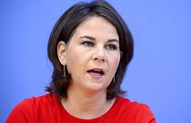 German Foreign Minister Annalena Baerbock addresses the media during a press conference in Berlin, Germany,