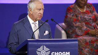Prince Charles delivers his message during the opening ceremony of the Commonwealth Heads of Government Meeting.