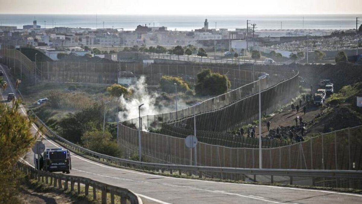 Fotografia di archivio del perimetro di frontiera di Melilla