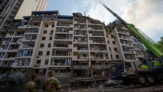 L'immeuble touché par un missile dimanche à Kyiv