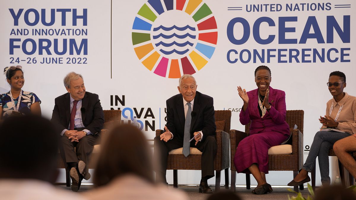 Foro de la Juventud y la Innovación de las Naciones Unidas en la playa de Carcavelos, a las afueras de Lisboa, el domingo 26 de junio de 2022.