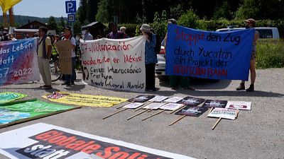 Protesto anti-G7 perto do Castelo de Elmau, na Baviera