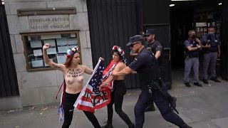 Protesto das Femen, em Madrid, pelo direito ao aborto nos EUA