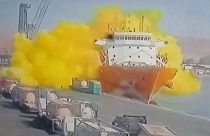 El momento de la explosión y propagación de la nube tóxica, Aqaba, Jordania, 276/2022