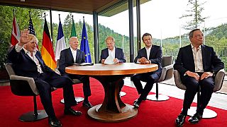 Johnson, Biden, Scholz, Macron e Draghi na cimeira do G7 na Alemanha