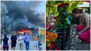 A lángoló kremencsuki bevásárlóközpont hétfő délután, megemlékezés az áldozatokra kedden