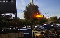 This is the moment one of the two missiles struck Kremenchuk, Ukraine, on Monday, June 27.