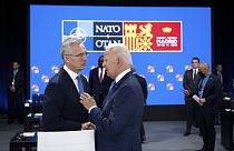 Jens Stoltenberg e Joe Biden, na cimeira da NATO, em Madrid