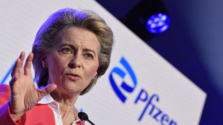 Ursula von der Leyen visited the Pfizer company in Puurs, Belgium in April 2021.