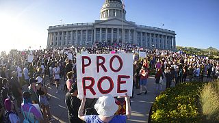 Abortion-rights protest at the Utah State Capitol in Salt Lake City on June 24, 2022. 