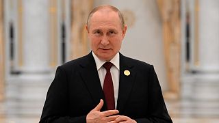 Russian President Vladimir Putin speaks to the media after the summit of Caspian Sea littoral states in Ashgabat, Turkmenistan, Thursday, June 30, 2022.