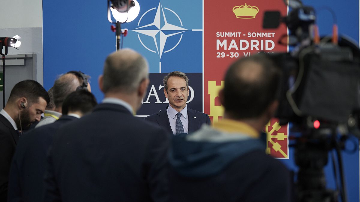 Ο  Πρωθυπουργός της Ελλάδας Κυριάκος Μητσοτάκης στη σύνοδο κορυφής του ΝΑΤΟ