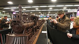 csokoládévonat egy brüsszeli állomáson 2012-ben