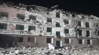 Imagen de un edificio destruido en Odesa, Ucrania.