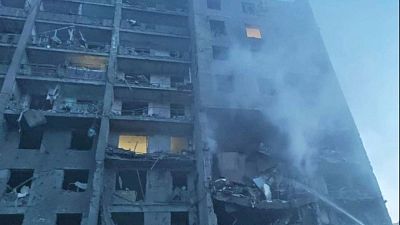 تصویر ساختمان نه طبقه در اودسا که روز اول ژوئیه مورد هدف موشک روسیه قرار گرفت