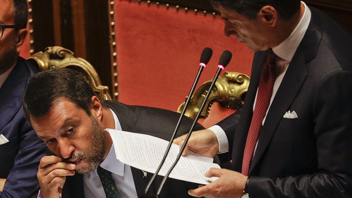 Giuseppe Conte, allora presidente del Consiglio, e Matteo Salvini, ex ministro dell'Interno