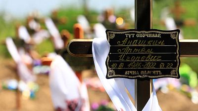 Grieving Ukrainian families bury their dead