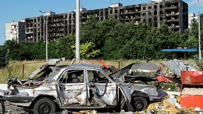 صورة من الدمار الذي لحق بمدنية ماريوبول في أوكرانيا. 01/07/2022
