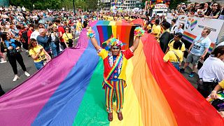 Mohammed Nazir poses during the Pride in London parade, in London, Saturday, July 2, 2022, marking the 50th Anniversary of the Pride movement