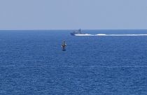 FILE - An Israeli Navy vessel patrols in the Mediterranean Sea