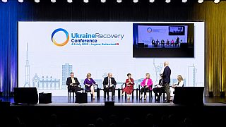 Participants à la Conférence de Lugano (Suisse) consacrée à la future reconstruction de l'Ukraine - le 04/07/2022
